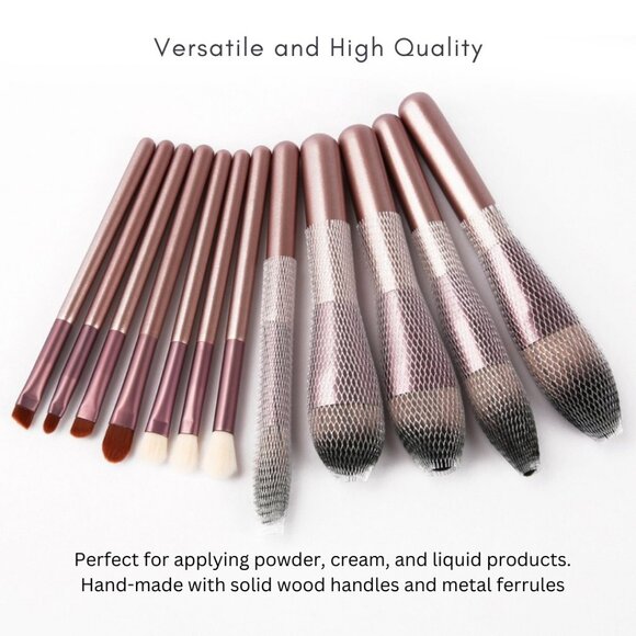 12 Piece Makeup Brush Set With Case & 4 pcs Acne Blackhead Removal Needles Pack - Picture 3 of 9